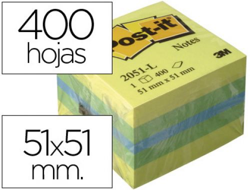 Bloco de notas adesivas post-it tira e poe post-it 51x51 mm minicubo cor limo 2041-l 400 folhas , Post-it , 39334 , 4001895853814